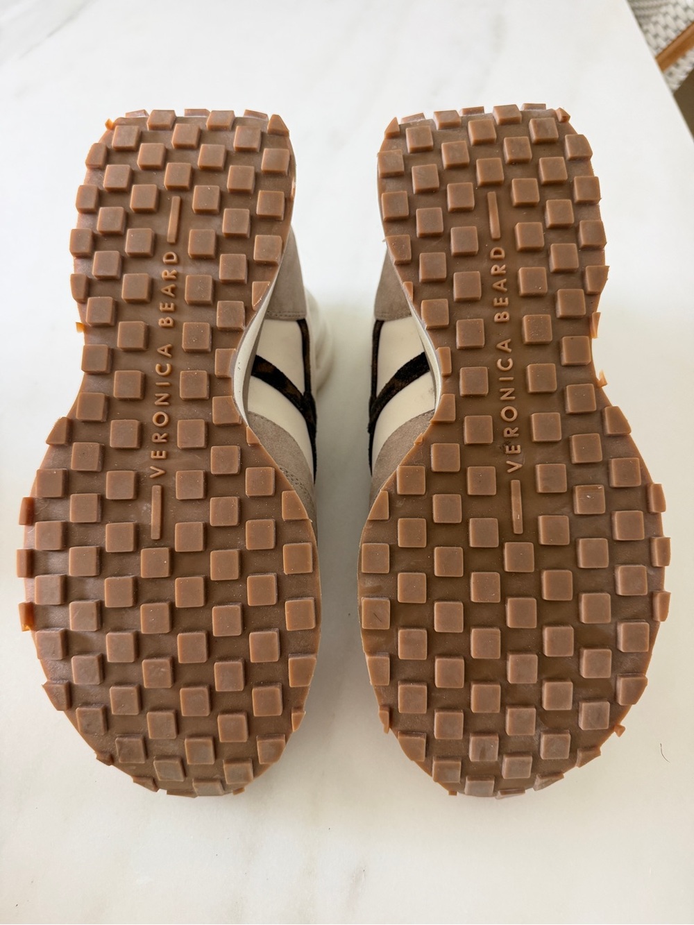 Veronica Beard Beige, Cream & Black Suede-Trim Tortoise Sneakers, Size 8.5 - Picture 4 of 4